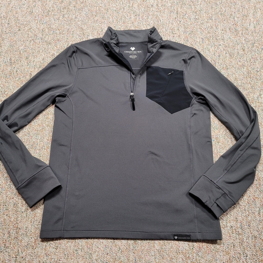 Obermeyer Flex Shirt Mens Large Grey 1/4 Zip Pullover Outdoors Active Base Layer